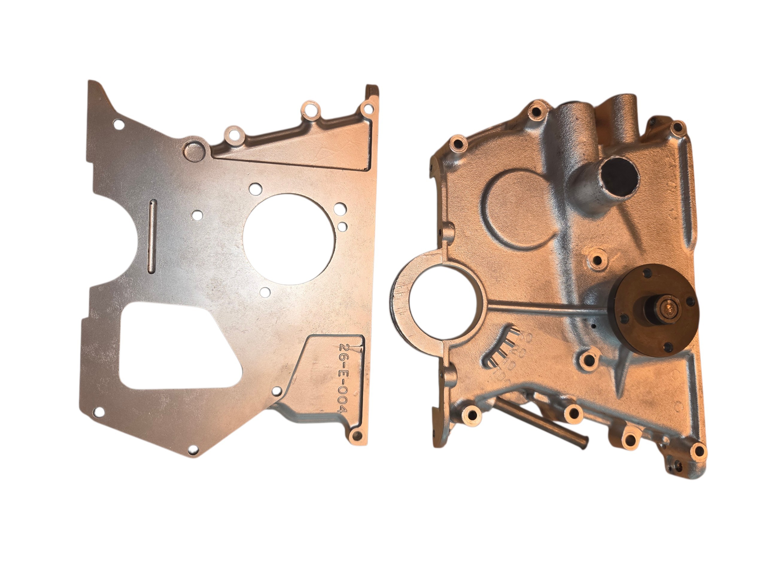 WC-A074E0361Y-ASSY – Lotus Twin Cam Timing Case / Front Cover Assembly with Backing Plate & Water Pump – Used